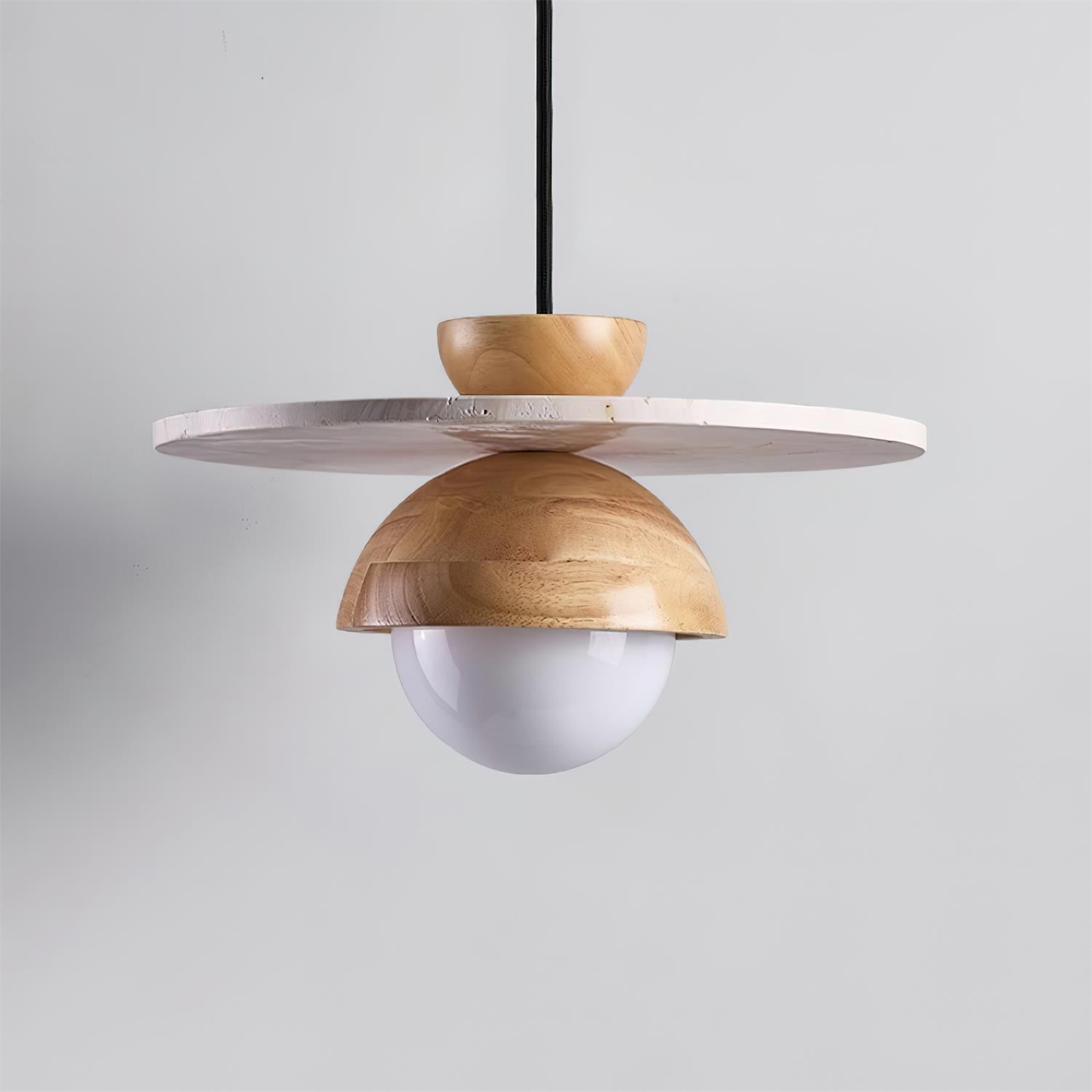 Lampada a sospensione Ritta con globo in vetro e travertino | Fioriscas