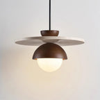 Lampada a sospensione Ritta con globo in vetro e travertino | Fioriscas