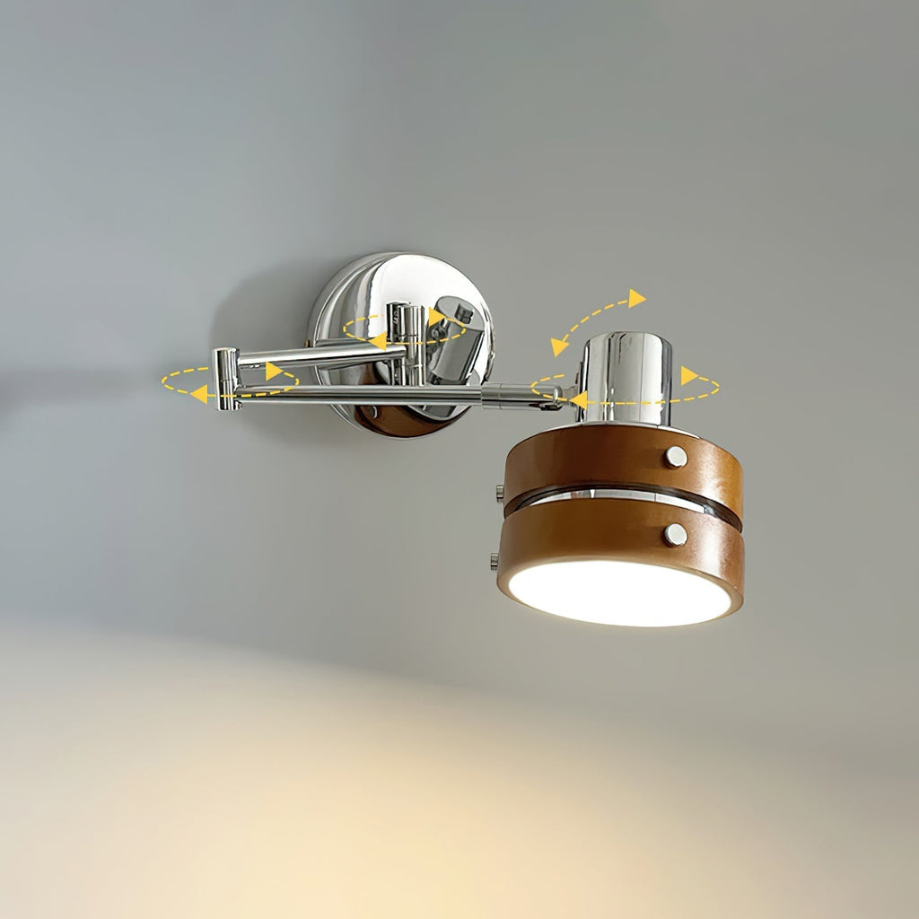 Nástěnná lampa kov a dřevěné stínidlo ve tvaru sudu nastavitelná středověká | Fioriscas