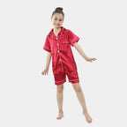 Åndbare silkepyjamaser til børn, lange og korte sæt, 3-14 år