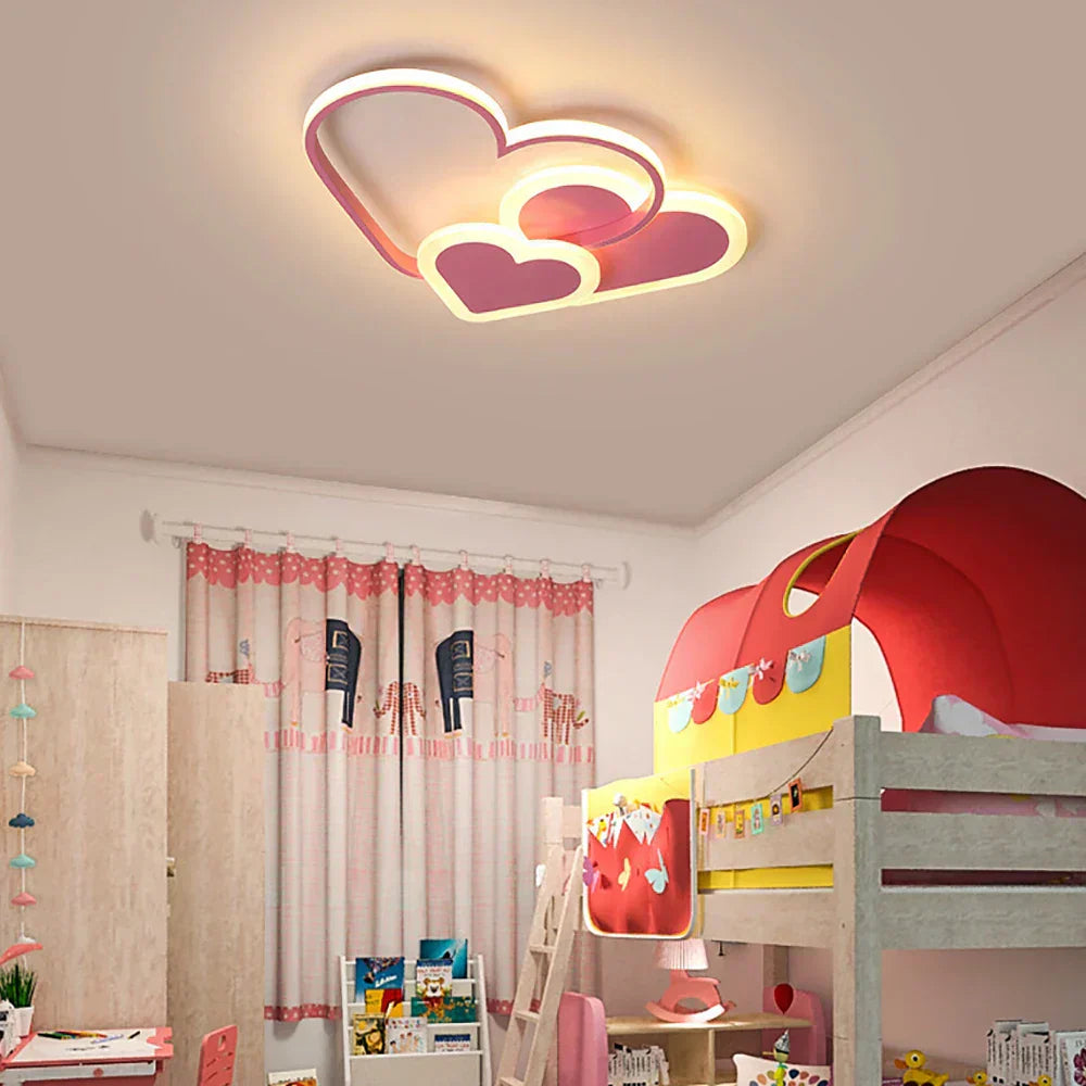 Sydämenmuotoinen lastenhuoneen kattovalaisin LED-valolla, PetalGlow