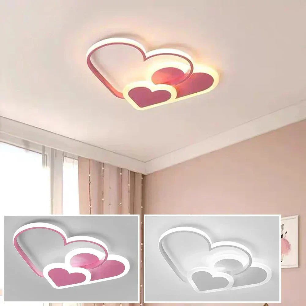 Sydämenmuotoinen lastenhuoneen kattovalaisin LED-valolla, PetalGlow