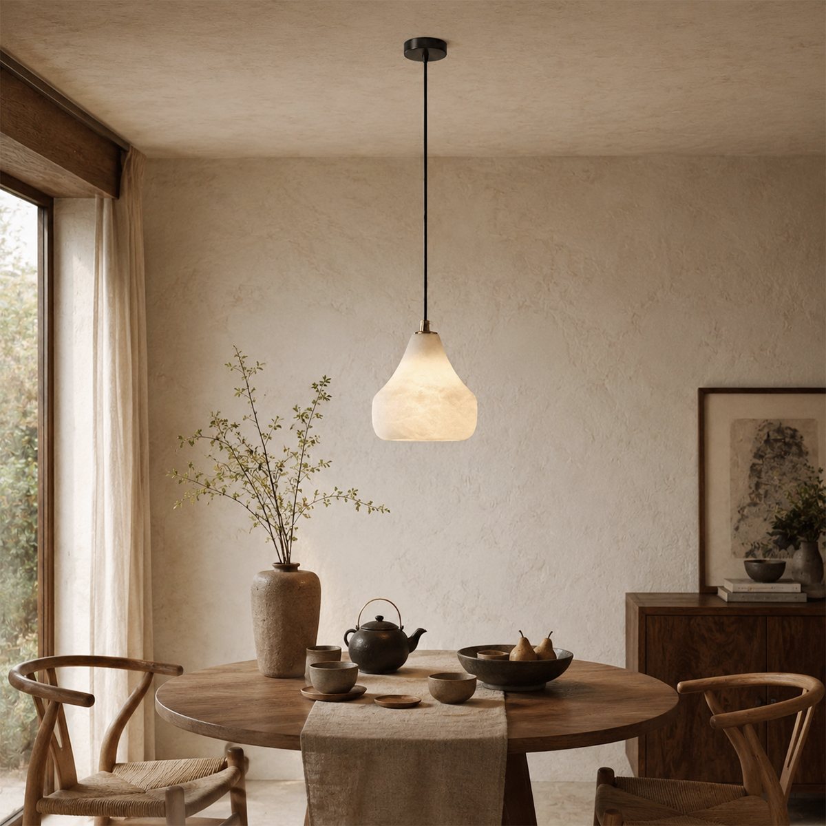 Luz Pendente LumaNest de Alabastro para Interiores Modernos  