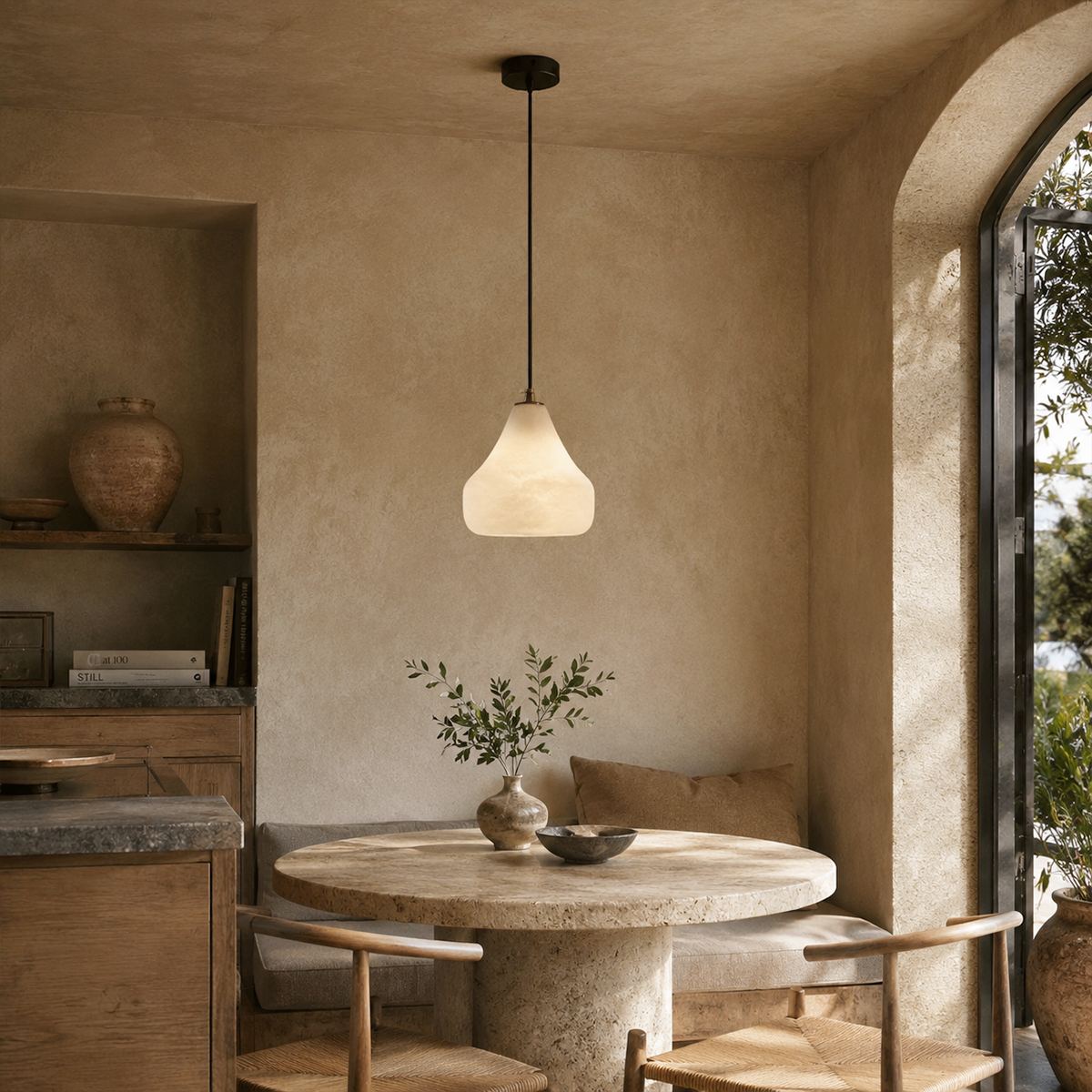 Luz Pendente LumaNest de Alabastro para Interiores Modernos  