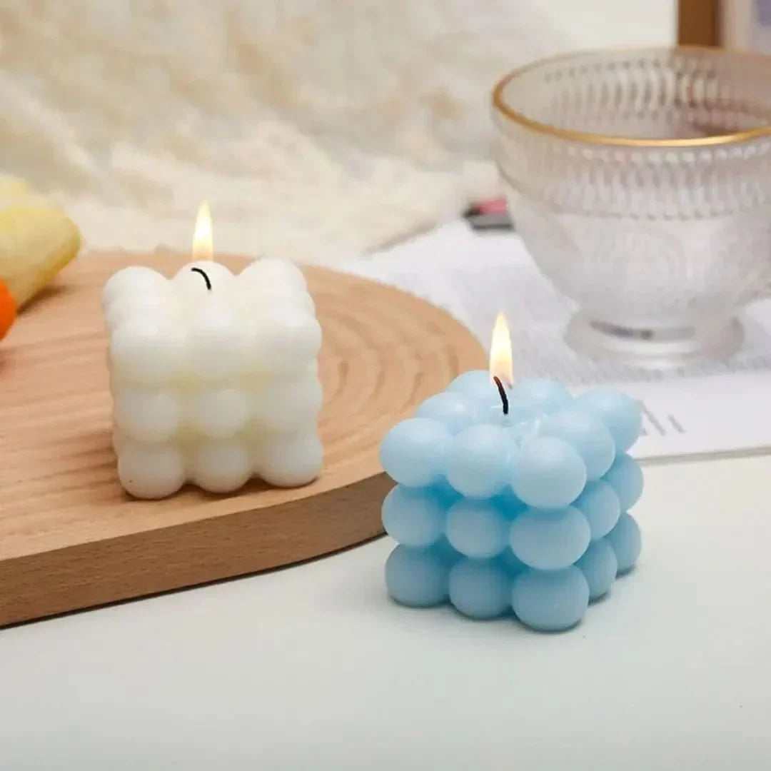 Vela de cubo de cera de soja hecha a mano, decorativa y fragante - Fioriscas