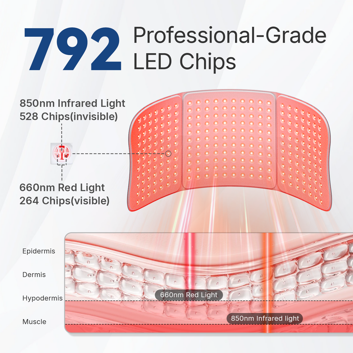 Großes Rotlichttherapie-Pad – 792 LEDs, 36 W für den gesamten Rücken und die Taille | Fioriscas