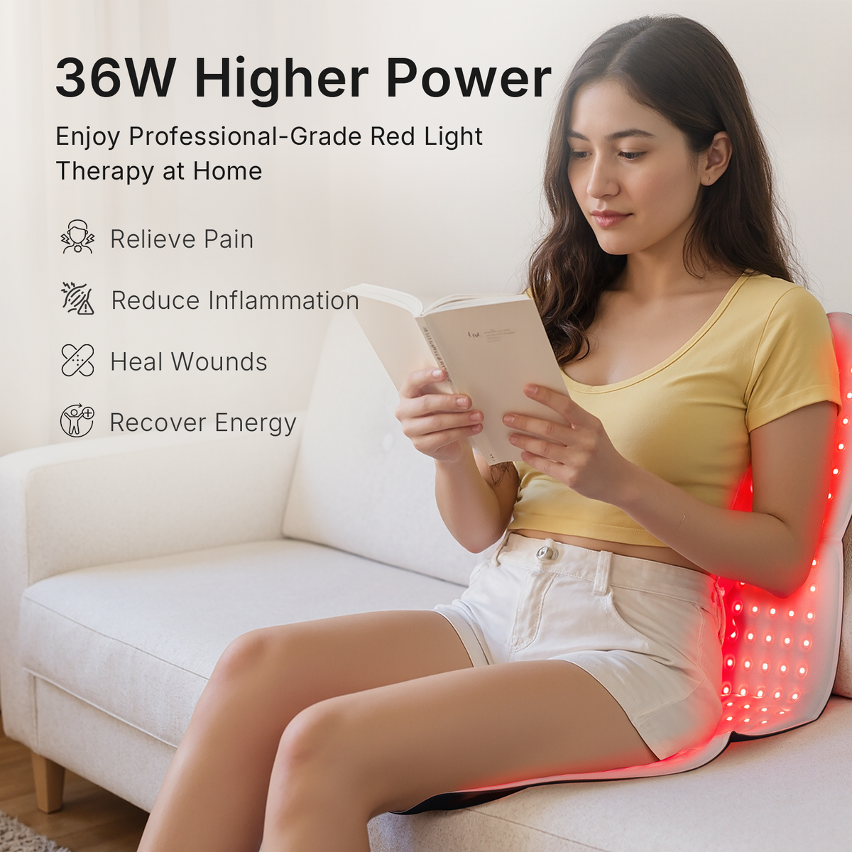 Großes Rotlichttherapie-Pad – 792 LEDs, 36 W für den gesamten Rücken und die Taille | Fioriscas