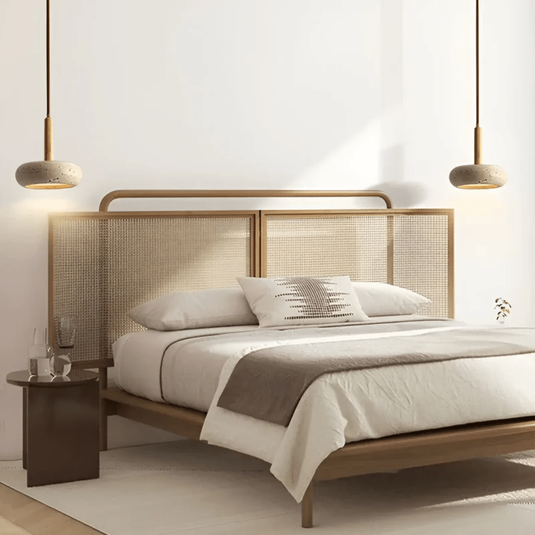 Retro lampa sufitowa LED z drewna i kamienia dla uspokajającej atmosfery - Fioriscas