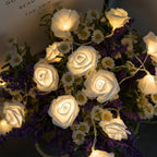 Warm LED String Lights with Artificial Roses for Valentine's Day Decoration - Fioriscas