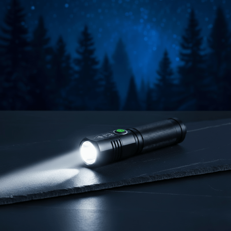 Type-C rechargeable LED flashlight with 100000 lumens for outdoor use - Fioriscas