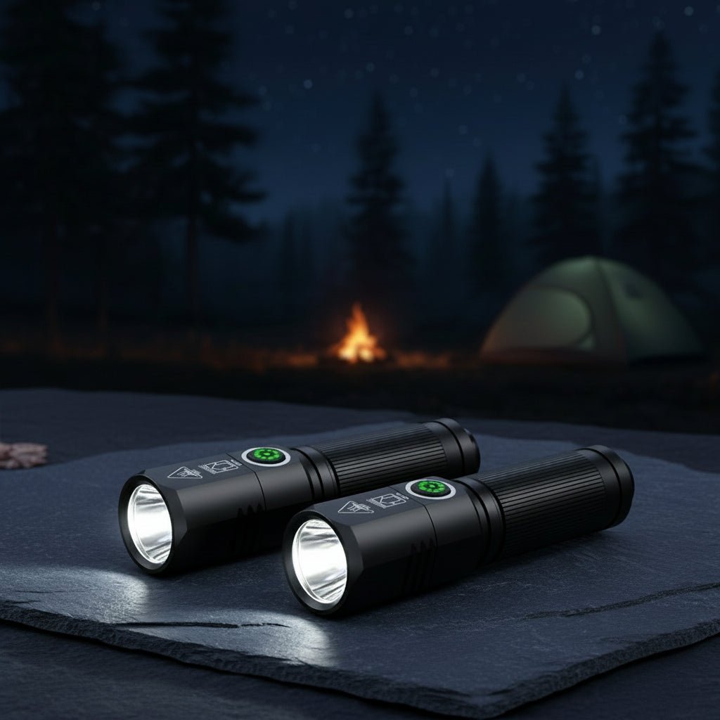 Type-C rechargeable LED flashlight with 100000 lumens for outdoor use - Fioriscas