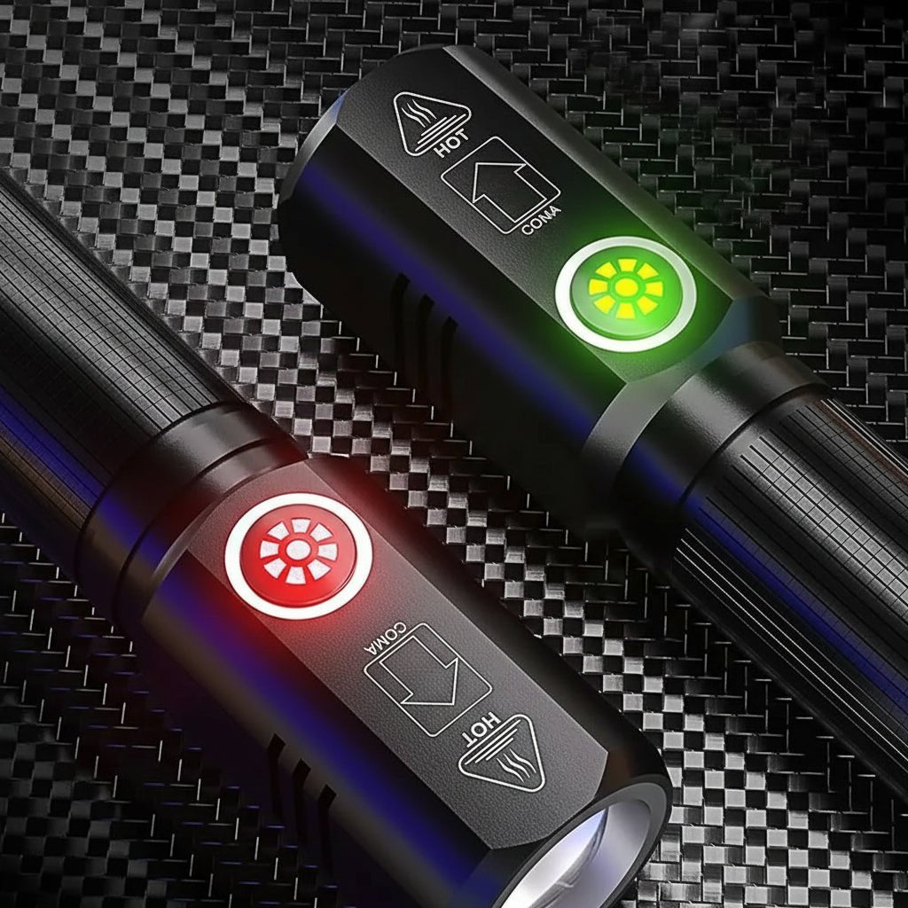 Type-C rechargeable LED flashlight with 100000 lumens for outdoor use - Fioriscas
