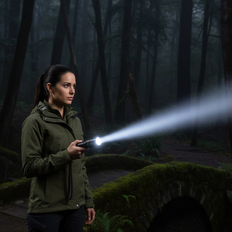 Type-C rechargeable LED flashlight with 100000 lumens for outdoor use - Fioriscas