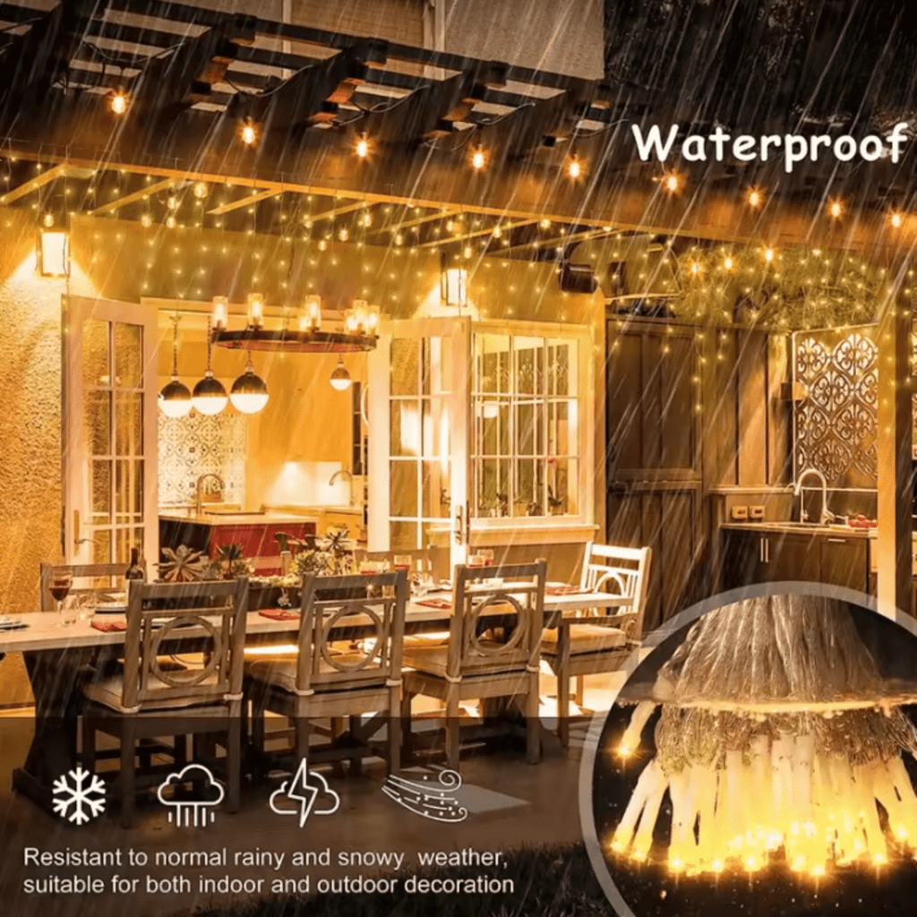 LED-Gartenvorhang 4 × 0.6 m mit wetterfester Eleganz - Fioriscas