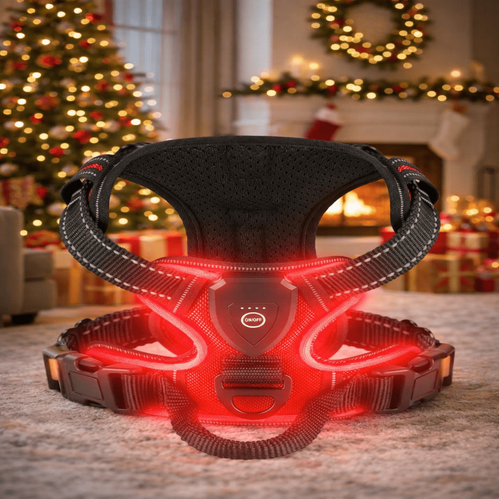 Rechargeable LED Dog Harness for Increased Safety at Night - Fioriscas