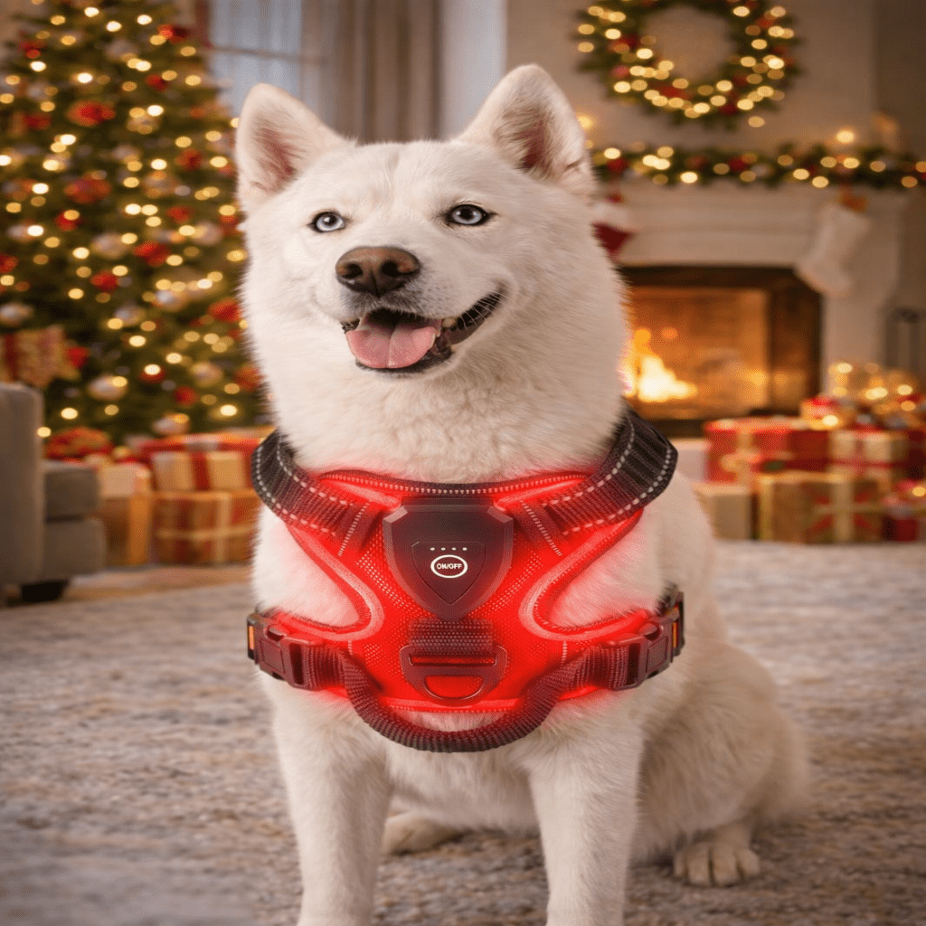 Rechargeable LED Dog Harness for Increased Safety at Night - Fioriscas