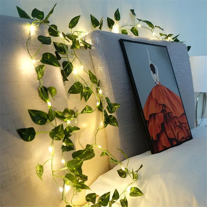 Luces de cadena con forma de hoja verde LED elegante (funcionan con batería) - Fioriscas
