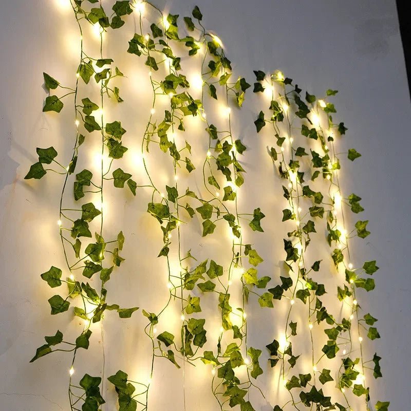 Luces de cadena con forma de hoja verde LED elegante (funcionan con batería) - Fioriscas