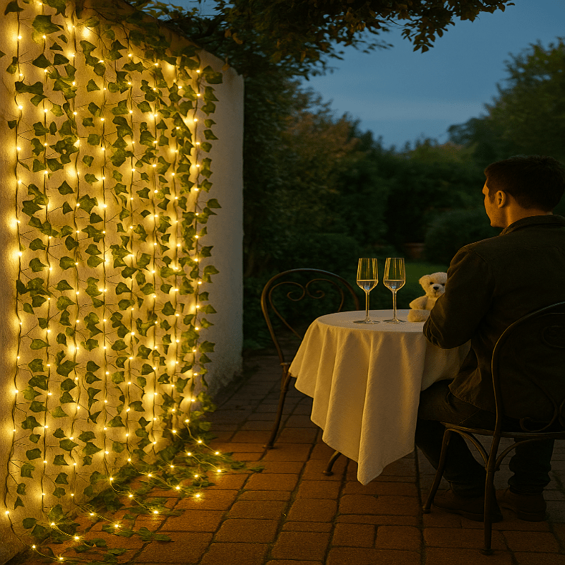 Luces de cadena con forma de hoja verde LED elegante (funcionan con batería) - Fioriscas