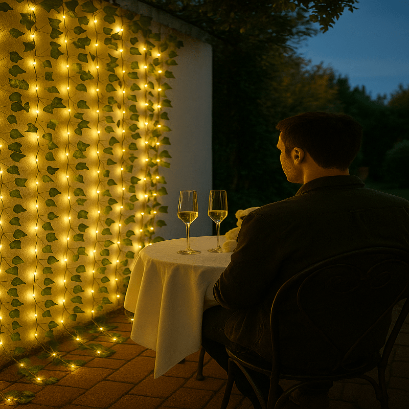 Luces de cadena con forma de hoja verde LED elegante (funcionan con batería) - Fioriscas