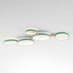 NovaLumen plafondlamp van metaal en hout, 3 tot 7 lampen, wit, grijs of groen