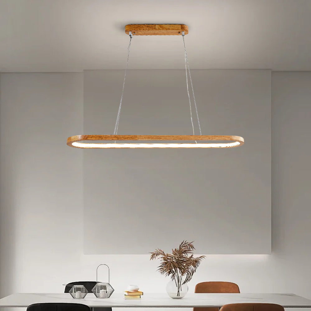 LumaWood houten en metalen led-hanglamp voor eetkamers, 2 lengtes