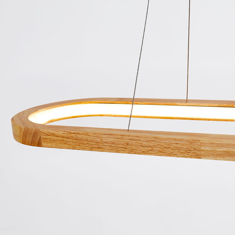 LumaWood houten en metalen led-hanglamp voor eetkamers, 2 lengtes