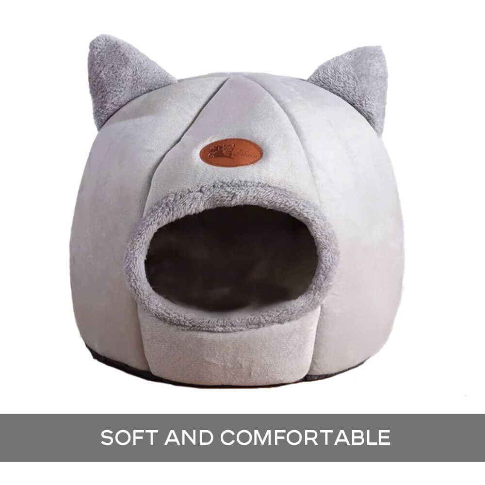 Cama de peluche para gatos em três tamanhos, com algodão PP macio e design amovível, para gatos de interior | Fioriscas