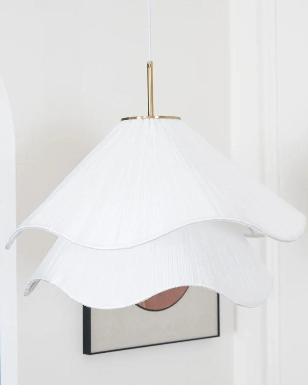 Hanglamp, Kirra-lampenkap van gelaagde stof met bloembladvorm, twee maten