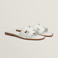 Leather Flat Sandals For Women, Adjustable Cutout Straps