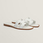 Leather Flat Sandals For Women, Adjustable Cutout Straps
