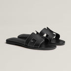 Leather Flat Sandals For Women, Adjustable Cutout Straps
