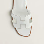 Leather Flat Sandals For Women, Adjustable Cutout Straps