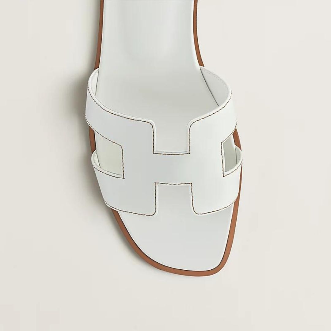 Leather Flat Sandals For Women, Adjustable Cutout Straps