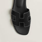 Leather Flat Sandals For Women, Adjustable Cutout Straps