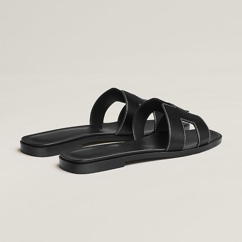 Leather Flat Sandals For Women, Adjustable Cutout Straps