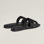 Leather Flat Sandals For Women, Adjustable Cutout Straps
