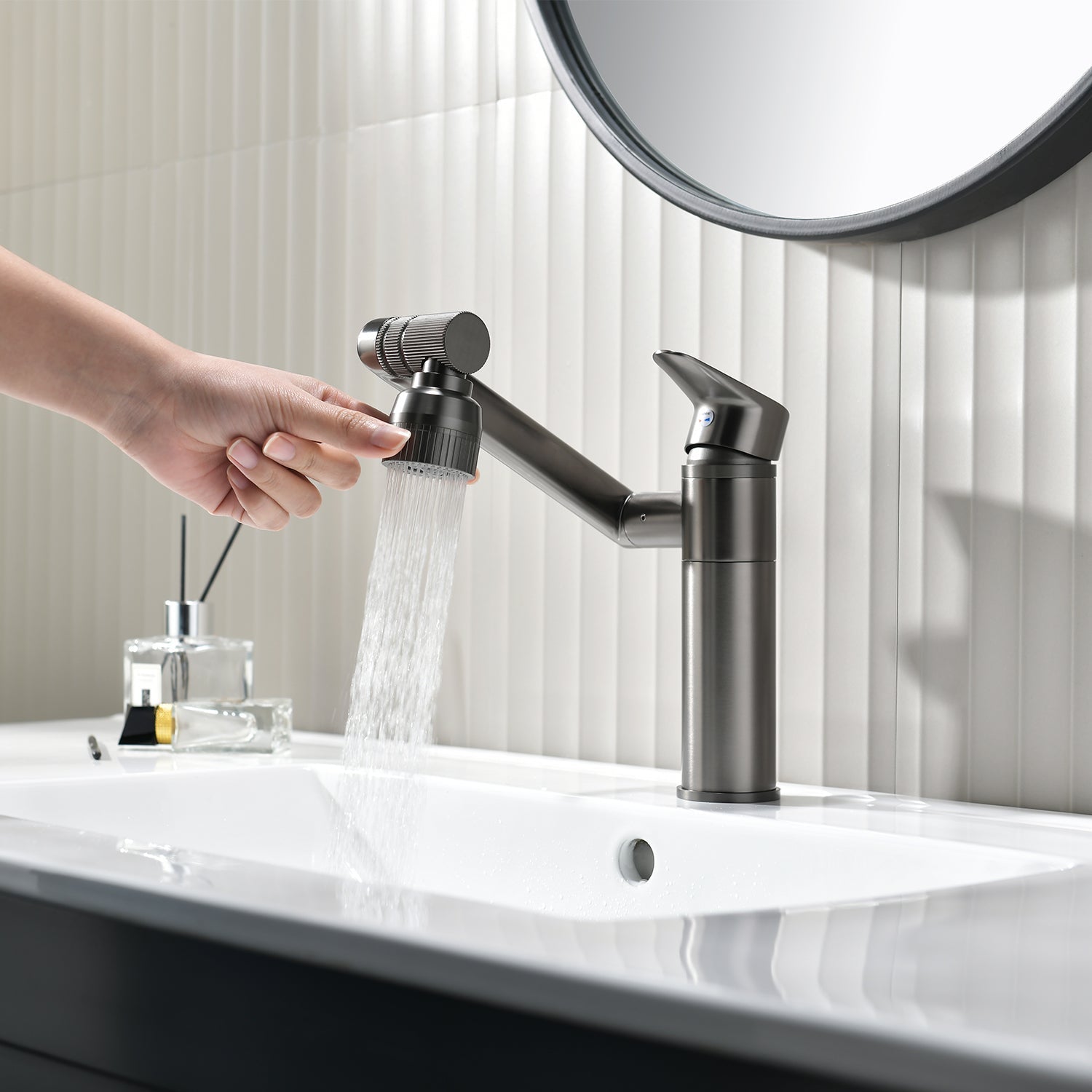 Rotating-Head Single-Hole Sink Faucet, Corrosion-Resistant Finish