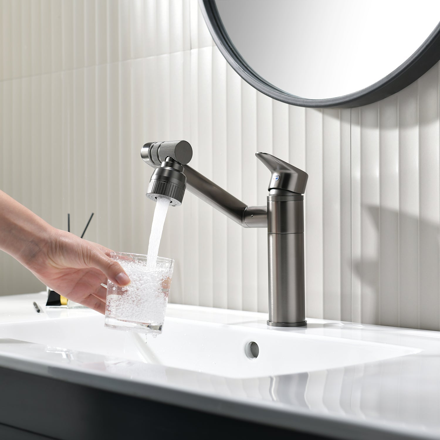 Rotating-Head Single-Hole Sink Faucet, Corrosion-Resistant Finish