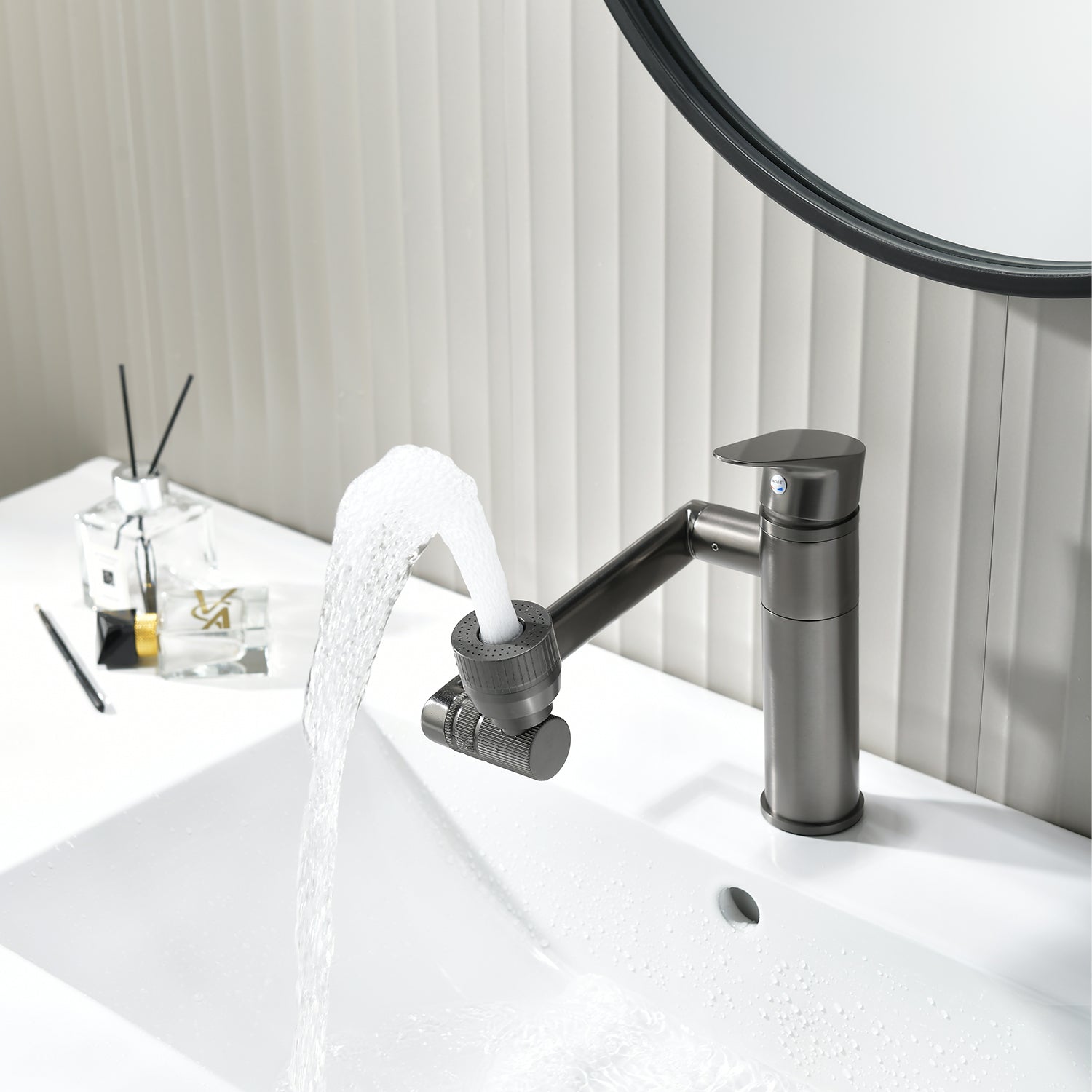 Rotating-Head Single-Hole Sink Faucet, Corrosion-Resistant Finish