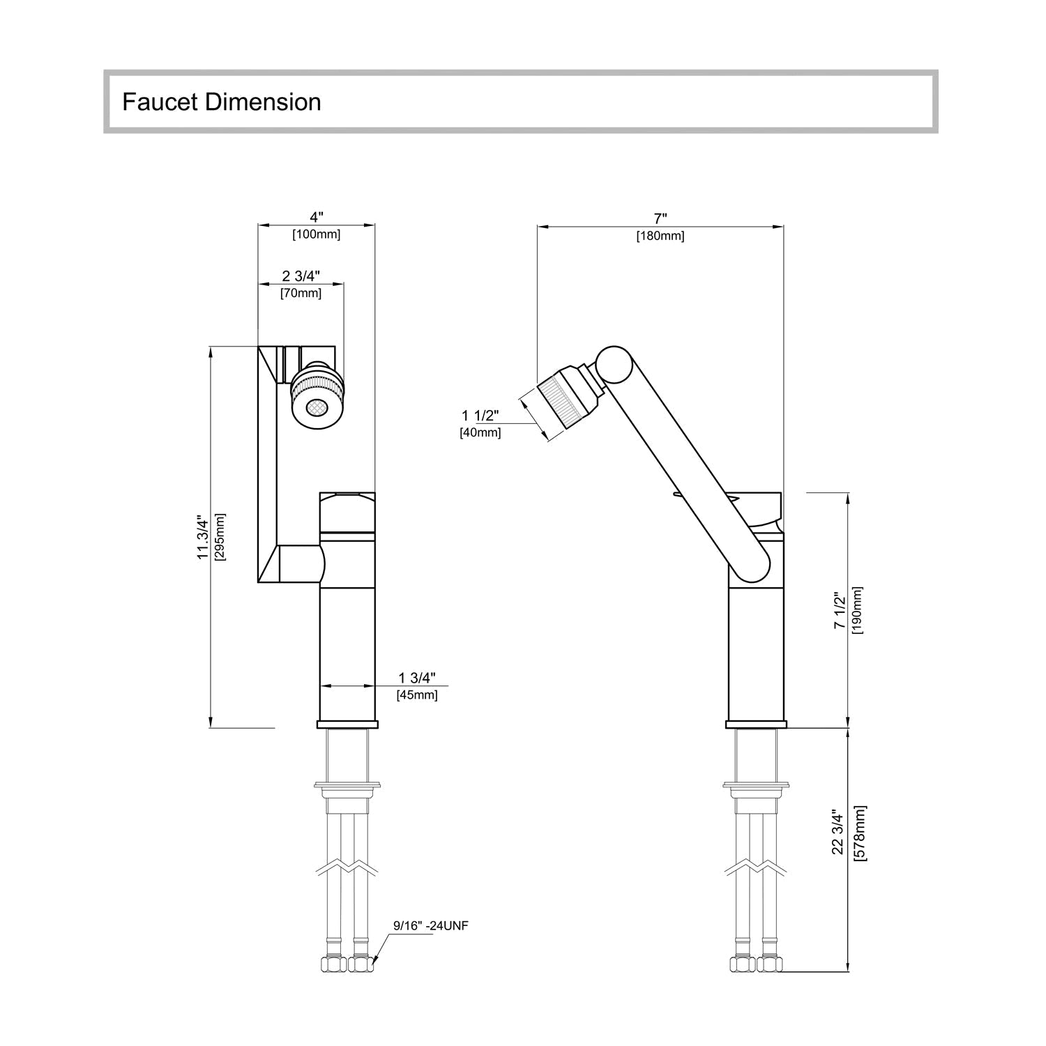 Rotating-Head Single-Hole Sink Faucet, Corrosion-Resistant Finish