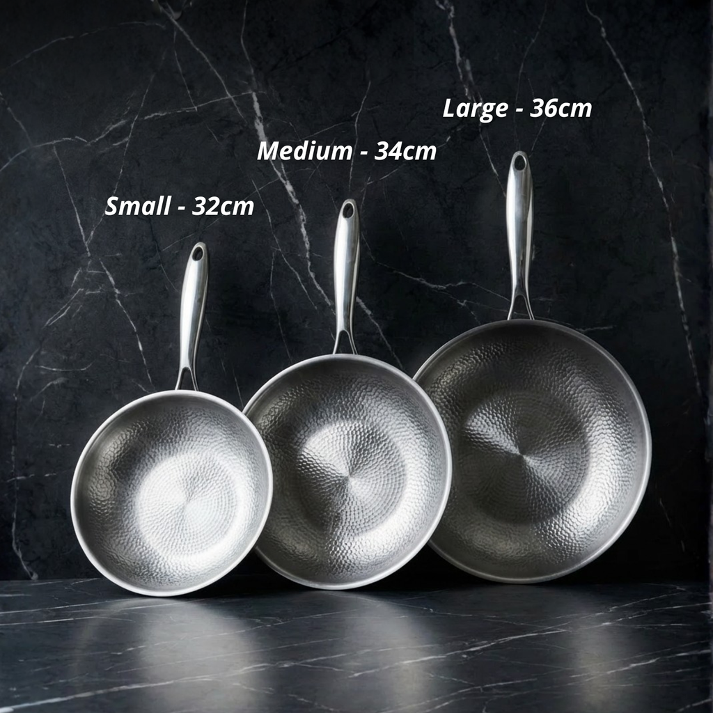 Stegepande i rent titanium, belægningsfri stegeoverflade, 32-36 cm
