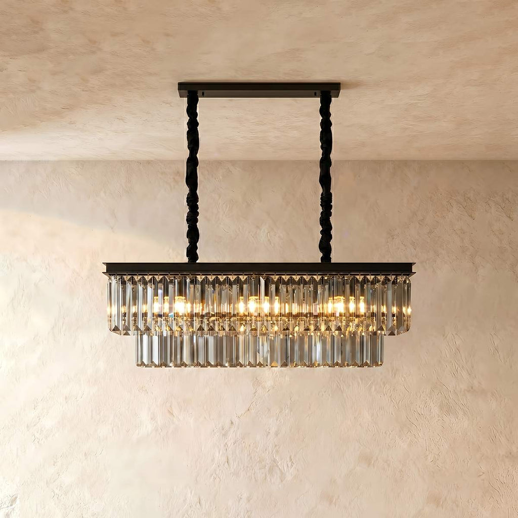 Lampadario Lumiere Crystal Halo che emana fascino hollywoodiano in nero o oro