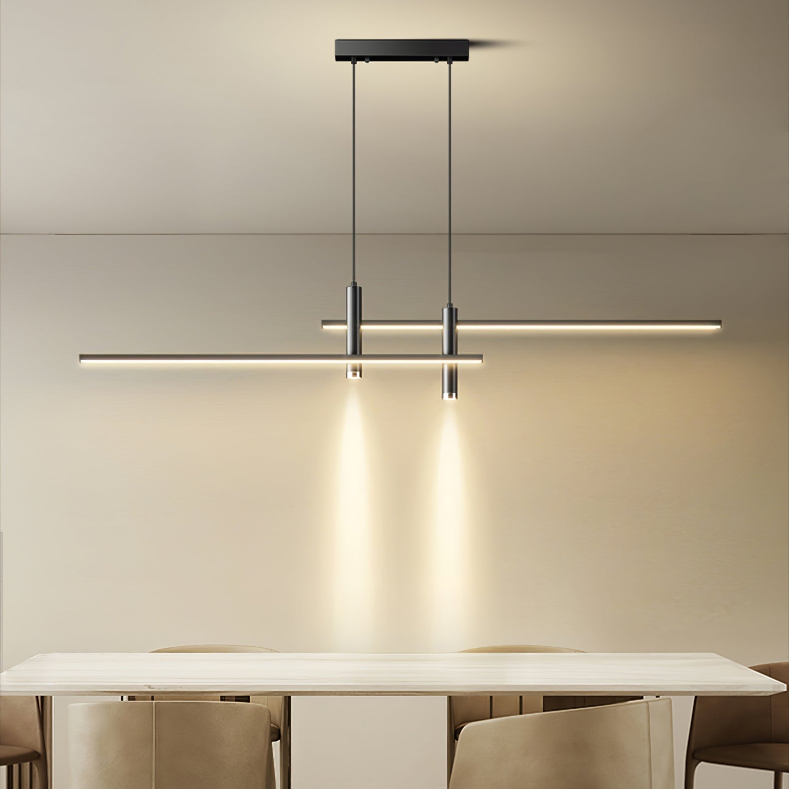 Pendelleuchte mit linearer Silhouette, Nexa LED-Esszimmerleuchte