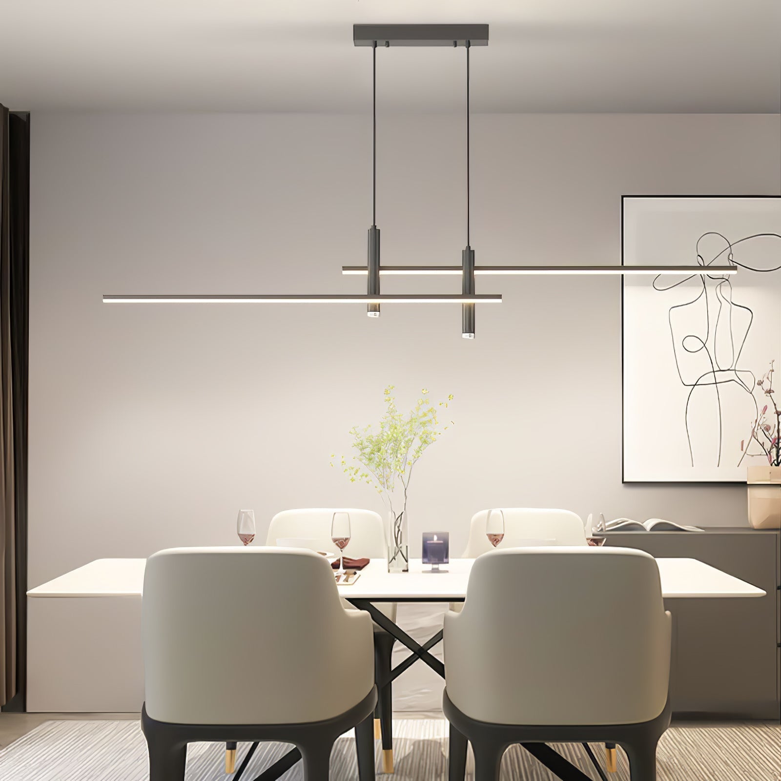Pendelleuchte mit linearer Silhouette, Nexa LED-Esszimmerleuchte