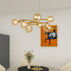 LumaOrbis orb-ljuskrona med LED-glasbollar på metallring