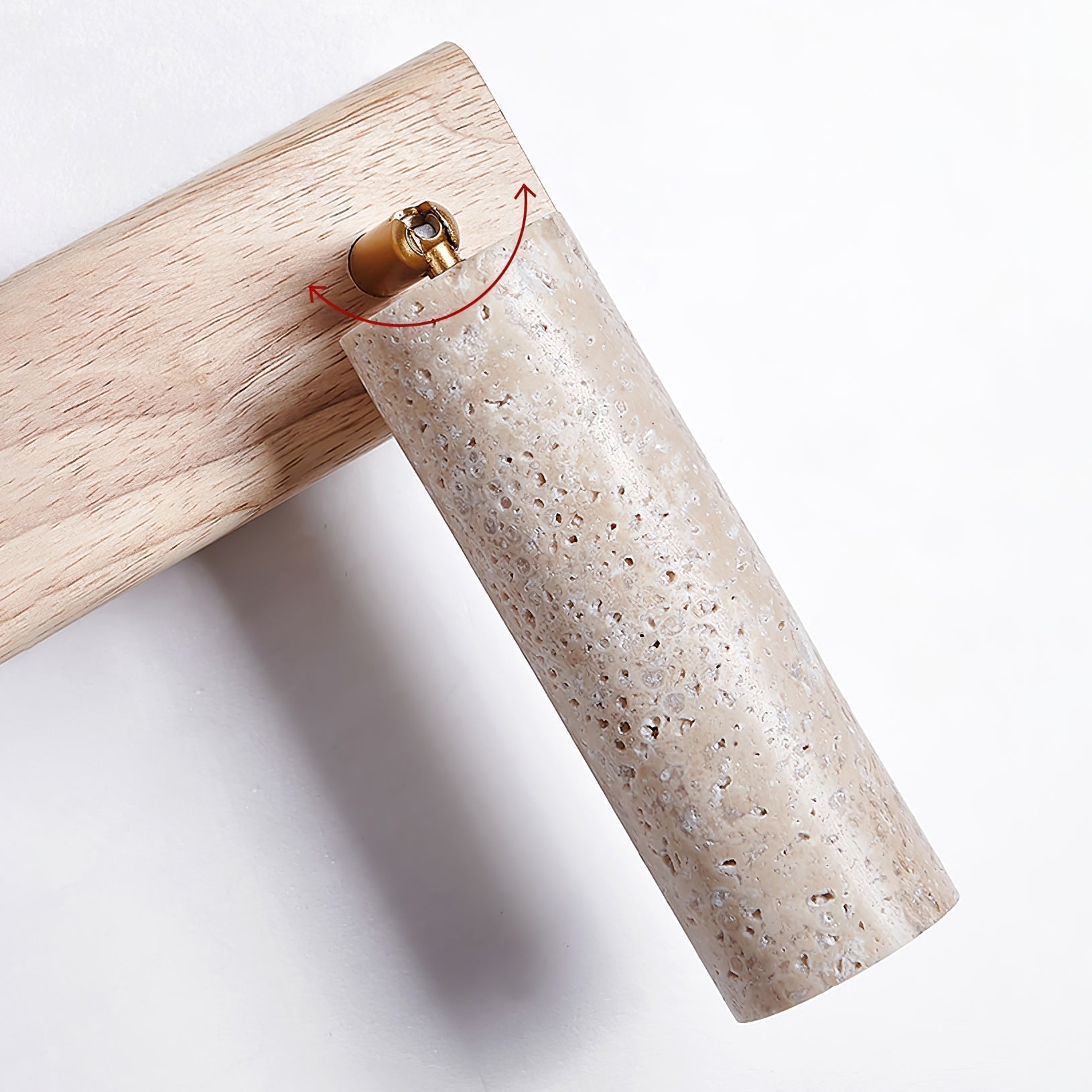 Applique murale cylindrique en travertin avec spot Ornoria | Fioriscas