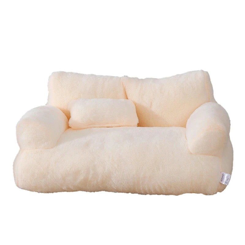 Plush Pet Bed With a Raised Rim, Cozy Faux Fur Nest for Dogs and Cats