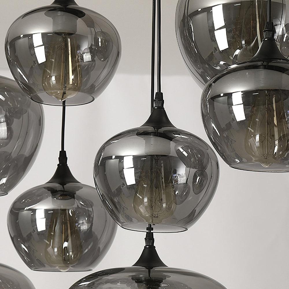 June minimalistische fles glazen hanglamp smoke grijs | Fioriscas