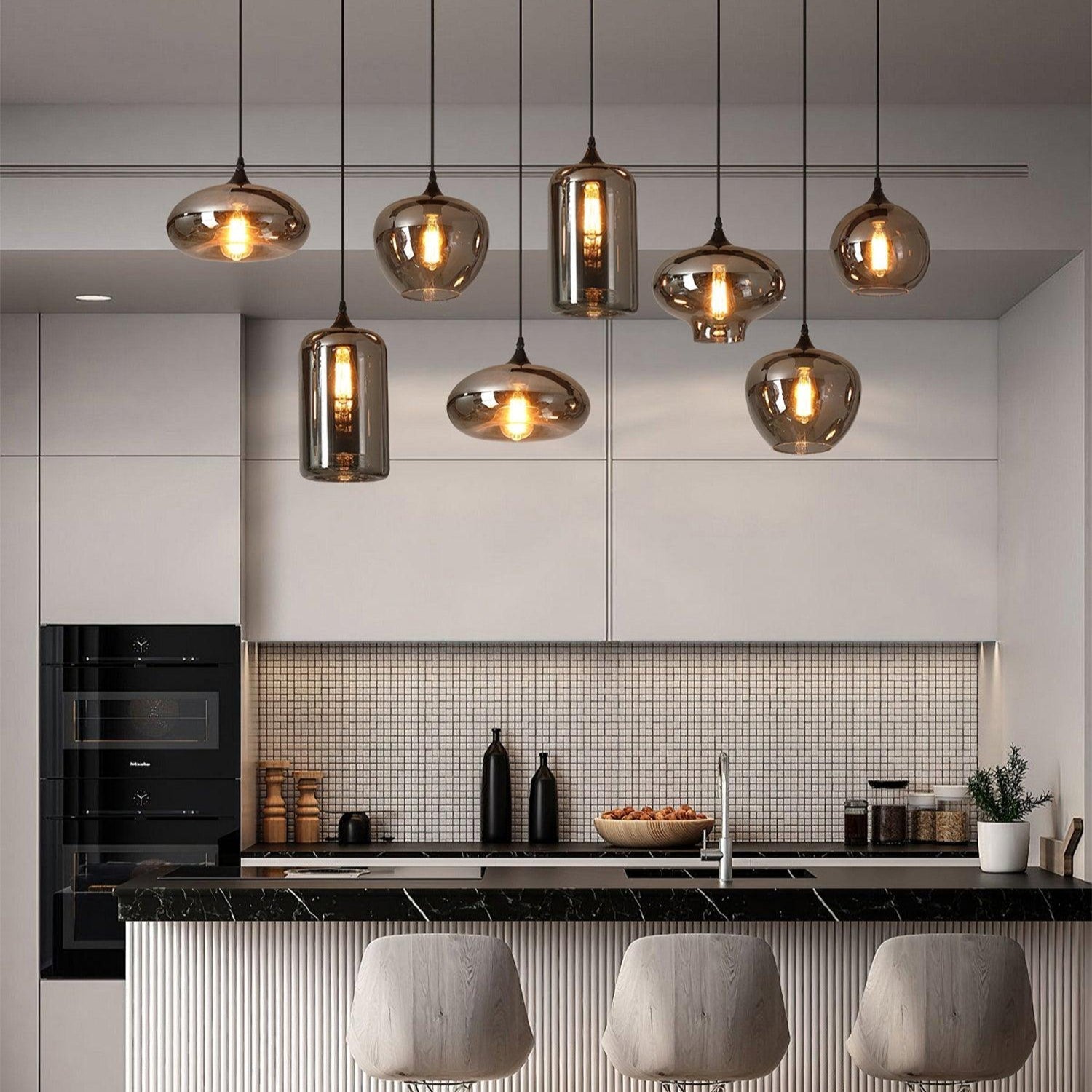 June minimalistische fles glazen hanglamp smoke grijs | Fioriscas